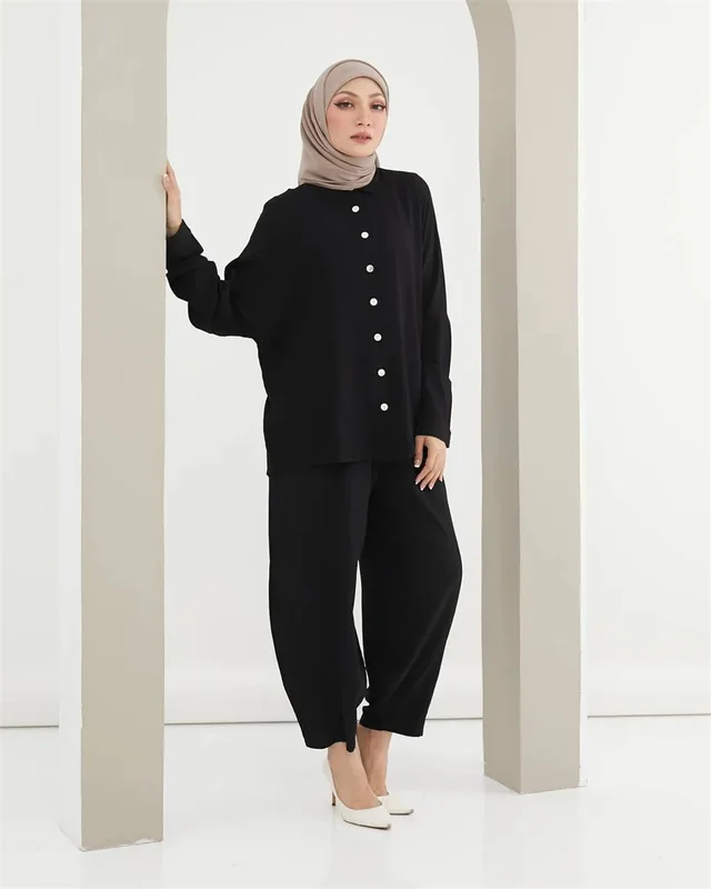 Indonesia Fashion Harem Pants Bat Sleeve Loose Leisure Suit Black - Shop at LoveMi