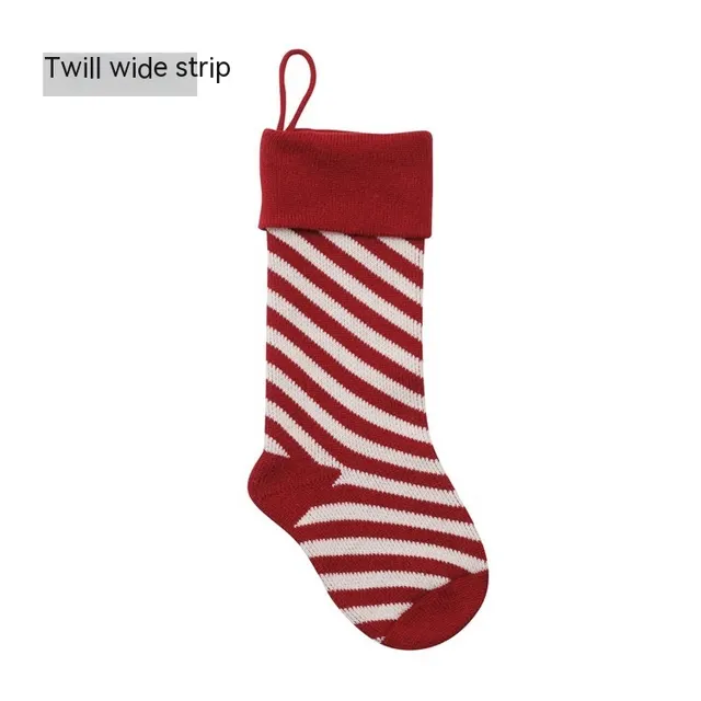 Knitted Christmas Gift Decorative Socks Ivory White Wide Pattern - Shop at LoveMi