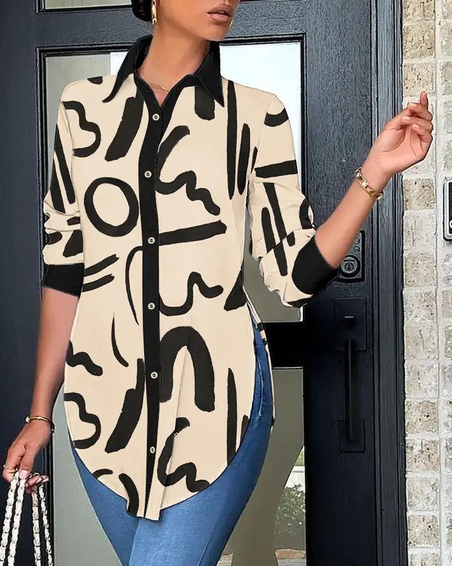 Spring Fresh Fresh Sweet Polyester Cardigan With Collar Slim Fit Women's Shirt Apricot - Shop at LoveMi