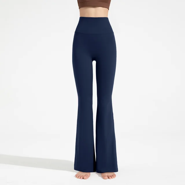 Antibacterial Yoga Bell bottom Pants Women Lycra Navy Blue Navyblue - Shop at LoveMi