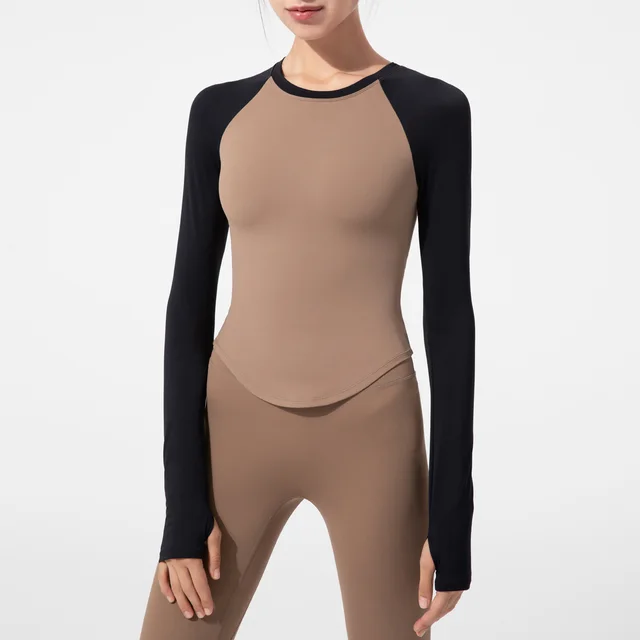Tight Color Matching Top With Chest Pad Cocoa Black - Shop at LoveMi