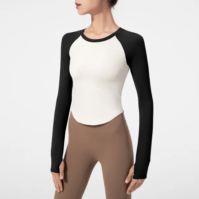 Tight Color Matching Top With Chest Pad White Black - Shop at LoveMi