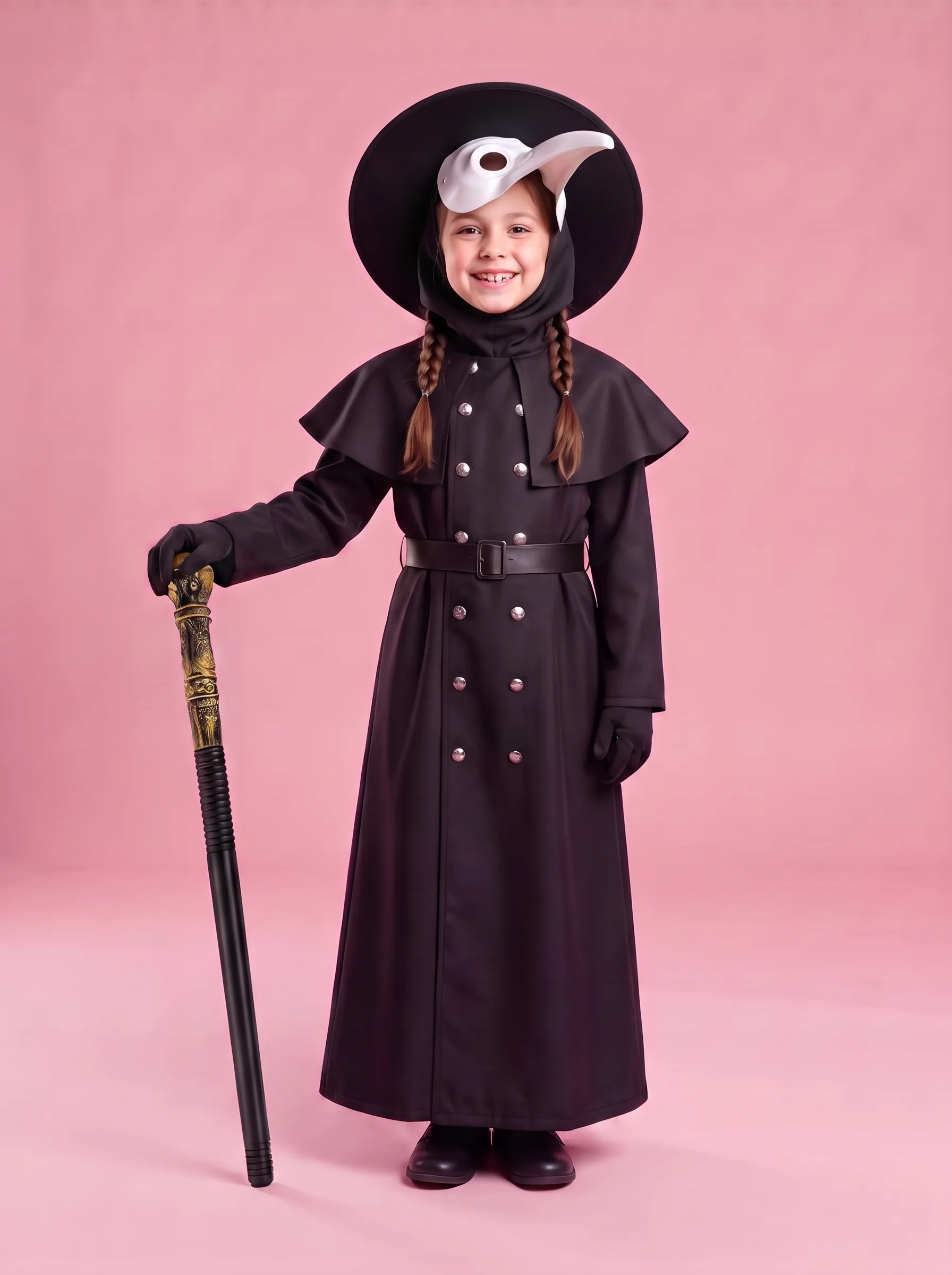 Halloween Dark Dungeon Hero Costume Crow Mouth Plague Doctor Costume - Set1-Childrens Version 110Cm