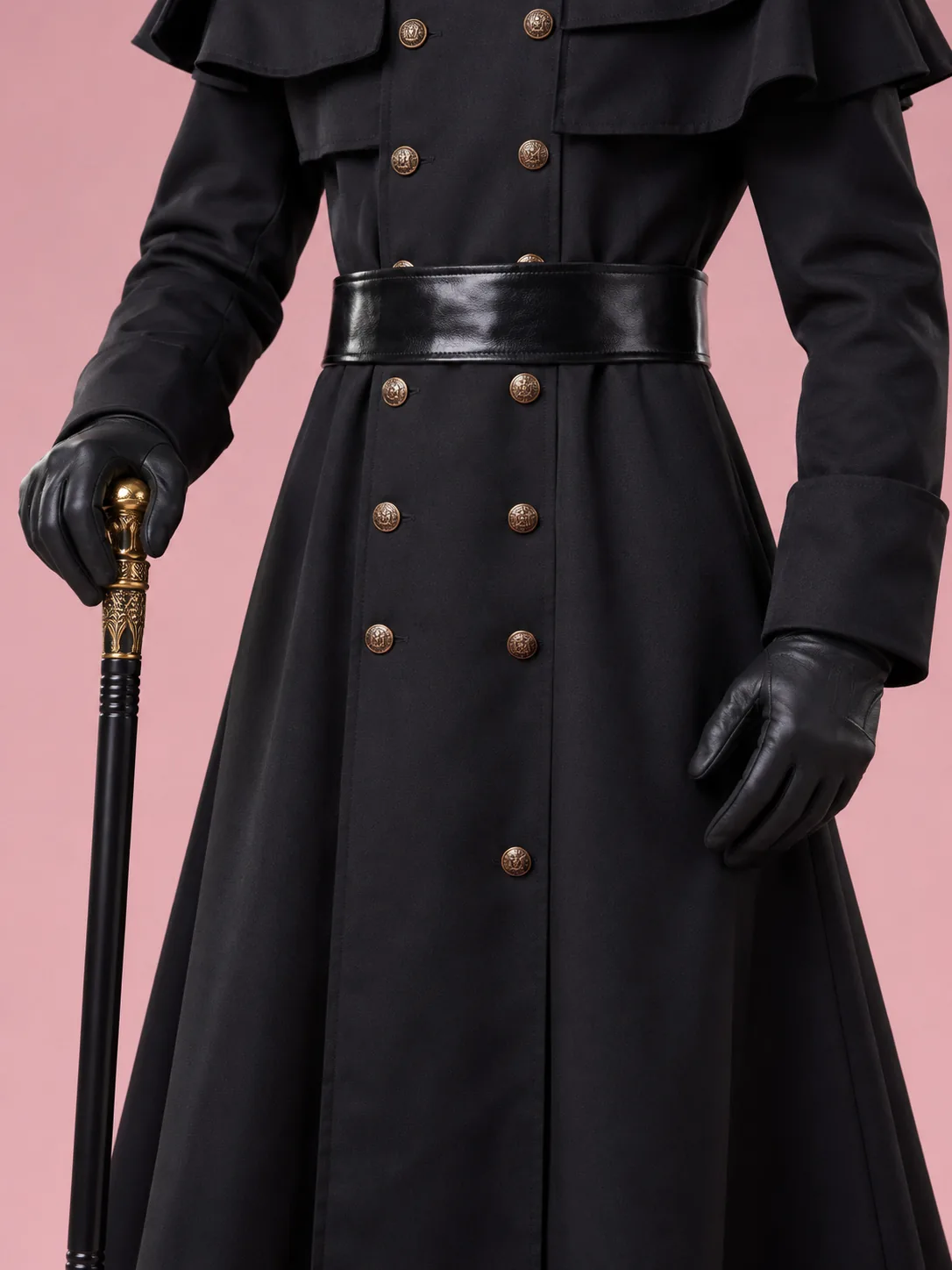 Plague Doctor Costume with Hat and Beak Mask for Men - Black - View 5