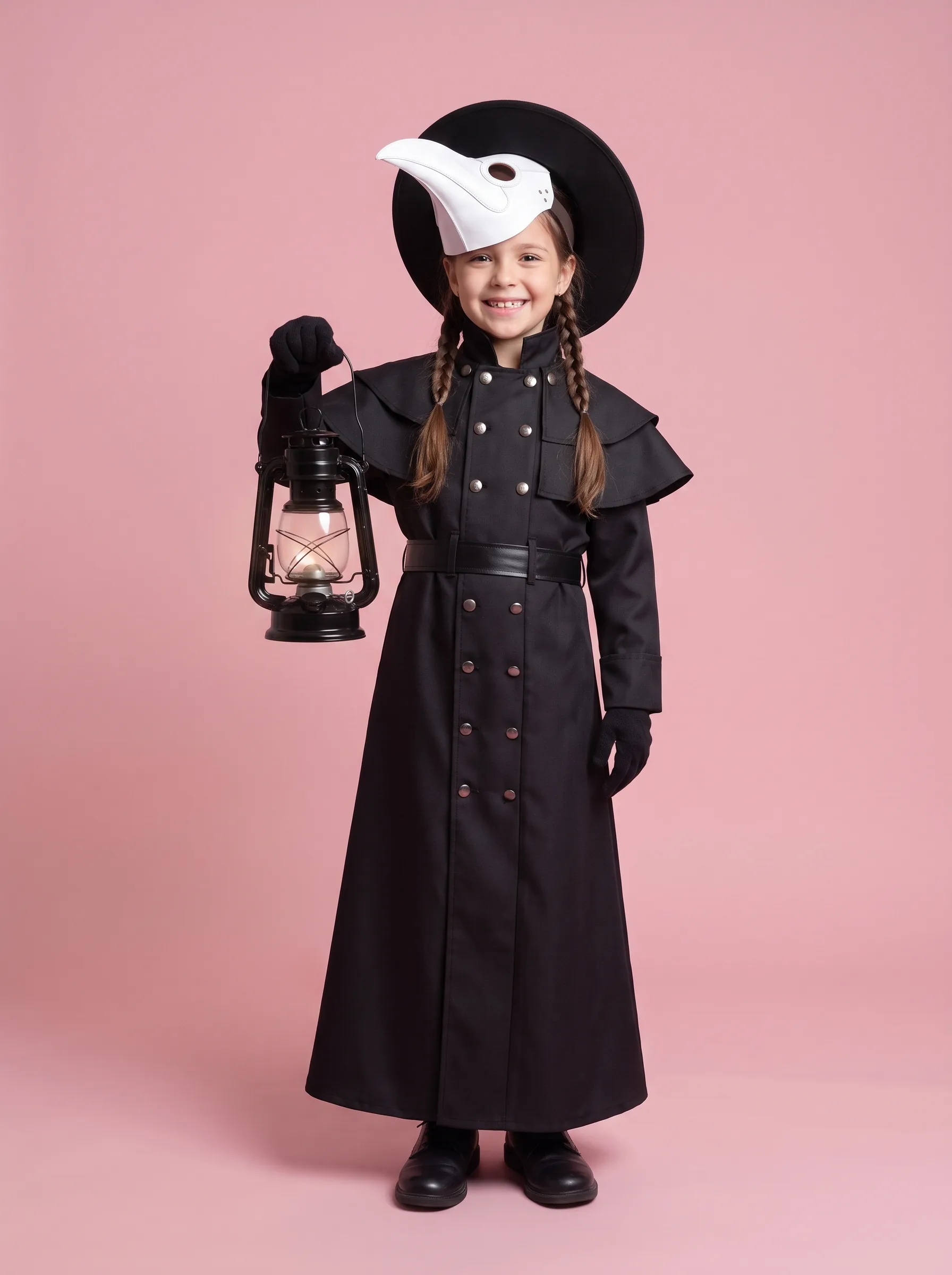 Halloween Dark Dungeon Hero Costume Crow Mouth Plague Doctor Costume - Set2-Childrens Version 120Cm