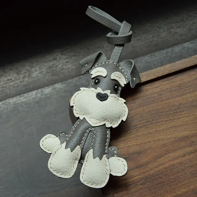 Schnauzer Hand Sewn Car Key Pendant Grey - Shop at LoveMi