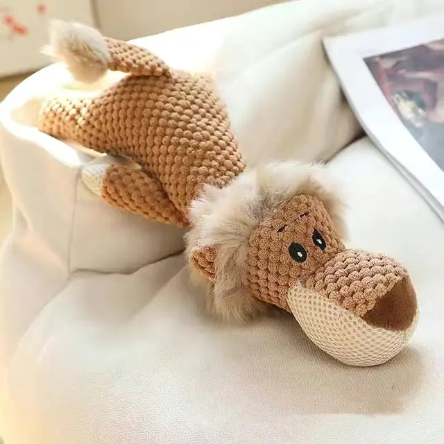 Pet Supplies Plush Toy Molar Long Lasting Corduroy Sounding Doll Lying Posture Lion Doll 30Cm - Shop at LoveMi