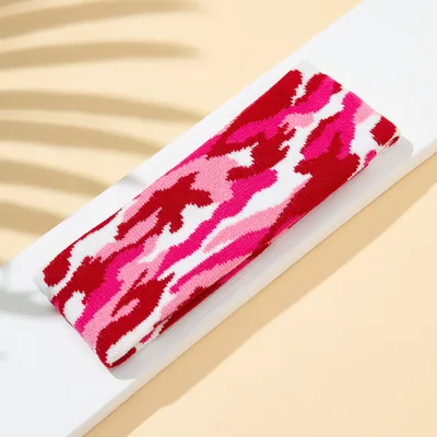Elastic And Sweat absorbing Panda Cows Pattern Sports Knitted Hair Band Pink And White Camouflage - Shop at LoveMi