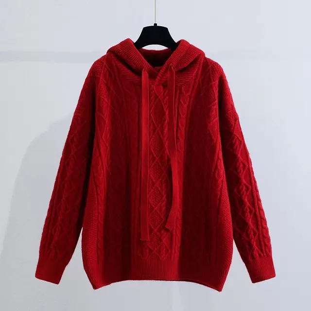 Women's Knitted Loose Pullover Top Red - Shop at LoveMi