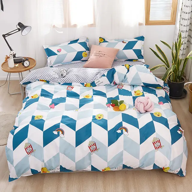 Washed Cotton Four piece Bedding Set Autumn Single Rainbow Duck - Shop at LoveMi