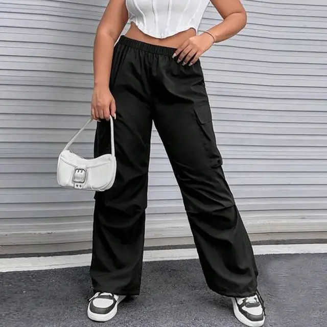 Women's Elastic Waist Casual Trousers Black - Shop at LoveMi