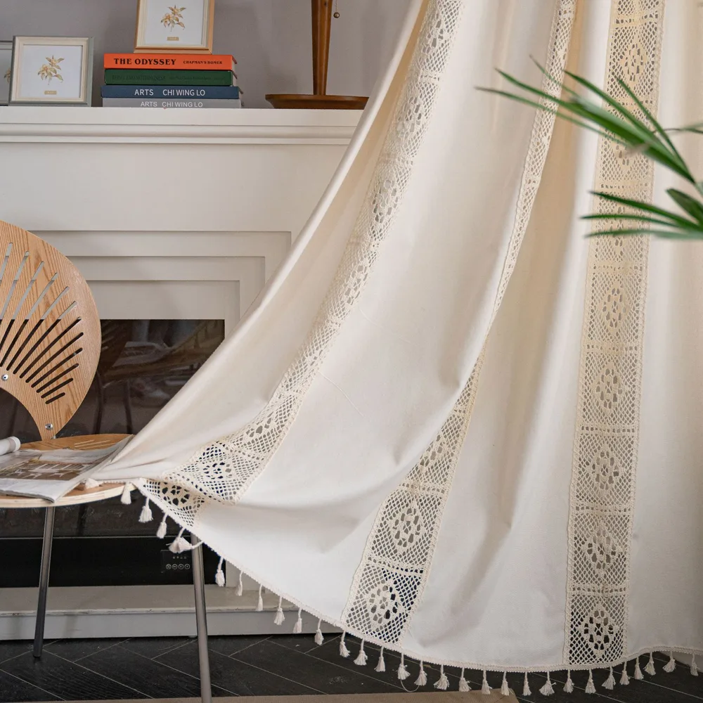 Curtain American Crochet Mesh Finished Product Beige - Shop at LoveMi