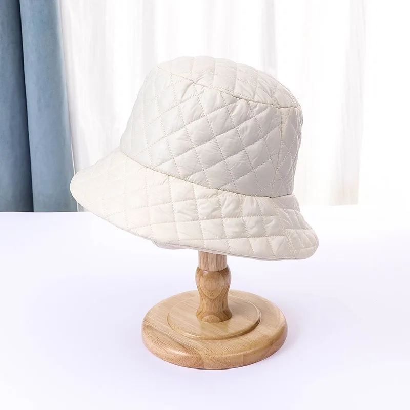 Autumn And Winter British Fashion Down Jacket Cotton Outdoor Minimalist Diamond Hat Beige - Shop at LoveMi