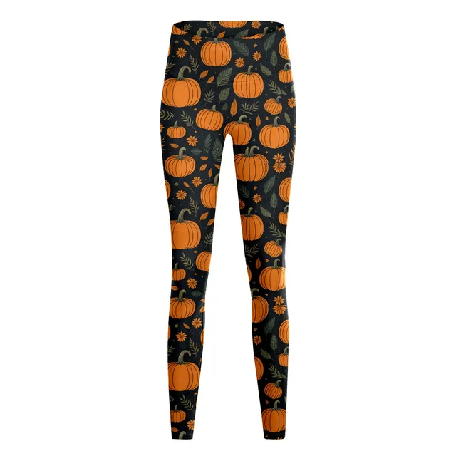 Women's Fashion Casual Halloween Pumpkin Print High Waist Yoga Slim Fit Fitness Pants Yjkxps149 - Shop at LoveMi