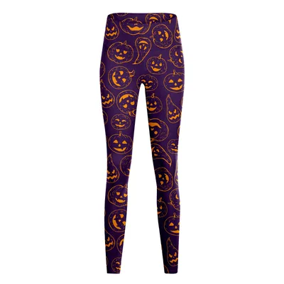 Women's Fashion Casual Halloween Pumpkin Print High Waist Yoga Slim Fit Fitness Pants Yjkxps163 - Shop at LoveMi