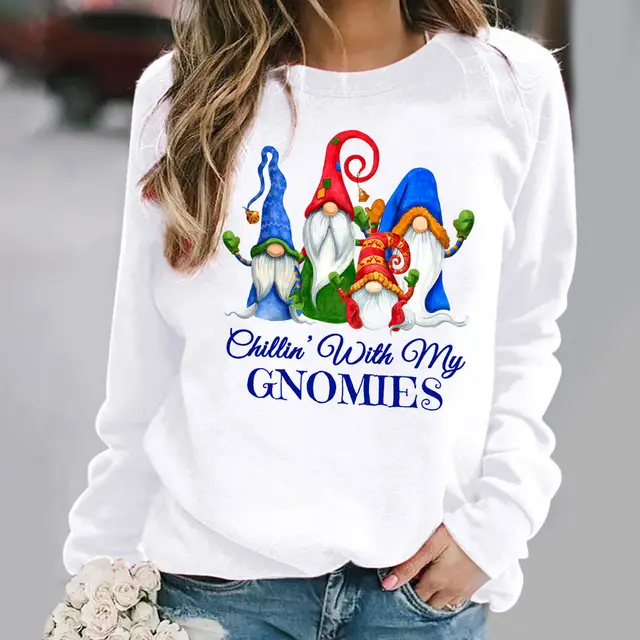 European And American Christmas Autumn New Fashion Slim Fit Round Neck Long Sleeves Sweater White - Shop at LoveMi