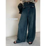 Women's High Waist Slimming Retro Faux Pocket Jeans - Retro Blue