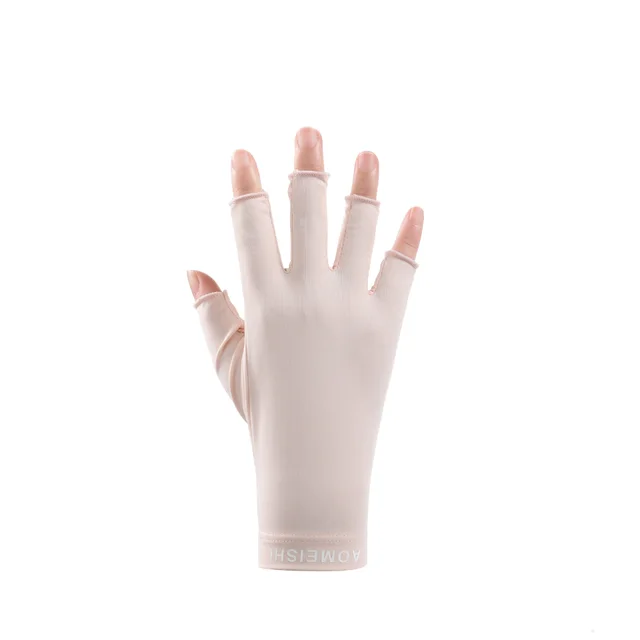 Women's Fashionable Simple Sunscreen Ice Silk Gloves Pink - Shop at LoveMi