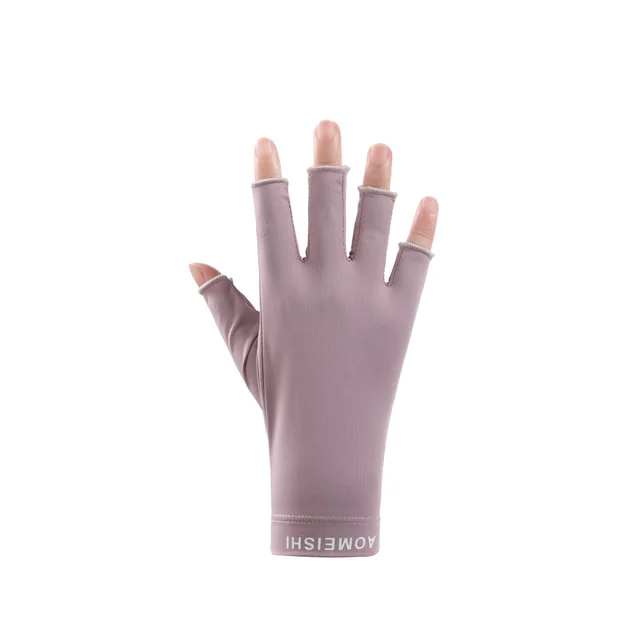 Women's Fashionable Simple Sunscreen Ice Silk Gloves Purple - Shop at LoveMi