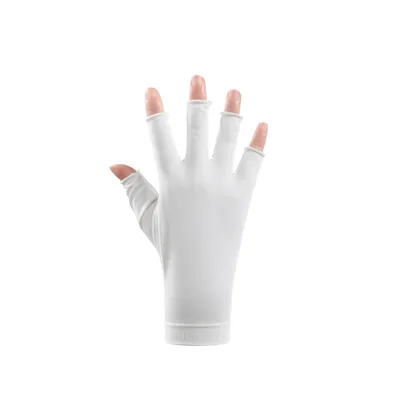 Women's Fashionable Simple Sunscreen Ice Silk Gloves White - Shop at LoveMi