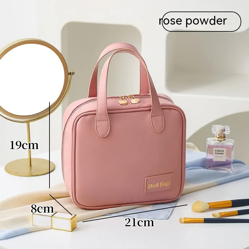 PU Large Capacity Travel Make Up Storage Organizer Makeup Pouch Cosmetic Bag Shell Bags Rose - Shop at LoveMi