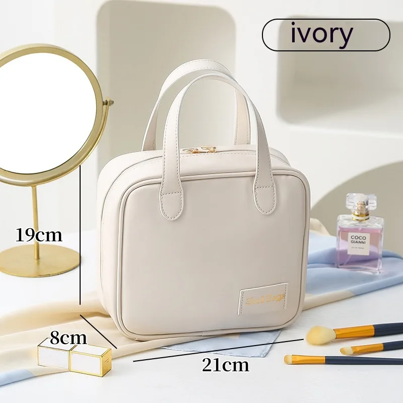 PU Large Capacity Travel Make Up Storage Organizer Makeup Pouch Cosmetic Bag Shell Bags White - Shop at LoveMi