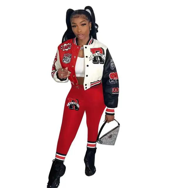 Women's Autumn And Winter Style Printing Double Thread Fashion Suit Red - Shop at LoveMi