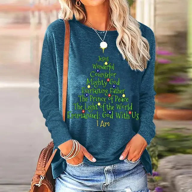 Round Neck T shirt 3D Printed Short Sleeve Christmas Funny Pattern Women's Clothing Dz 56204 Wyp Blue - Shop at LoveMi