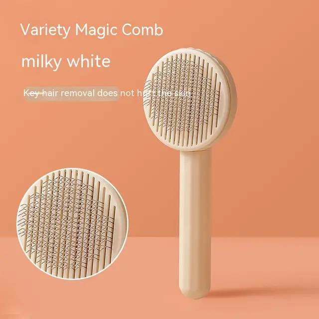 Plastic Stainless Steel Pet Comb Hair Removal Dog Brush Stainless Steel Pear White - Shop at LoveMi