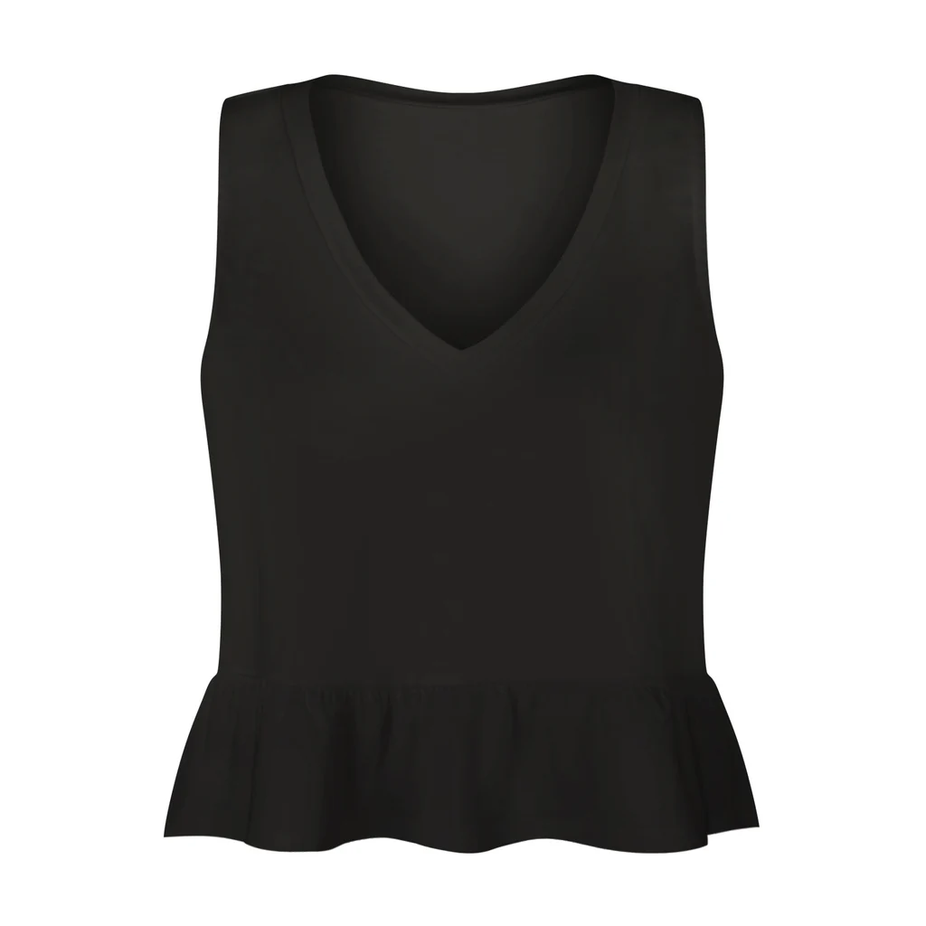 Women's Fashion Casual V-neck Ruffled Small Tank Top - Gsba002