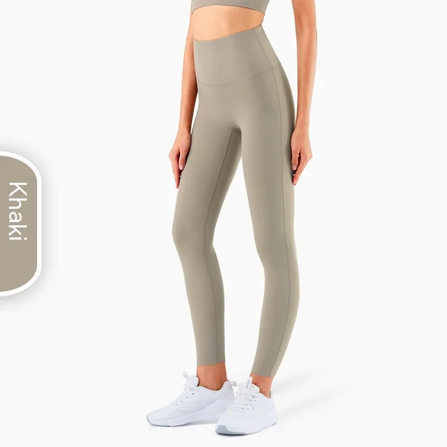 Women's Fashion Casual Solid Color High Waist Hip Lift Yoga Pants Khaki - Shop at LoveMi
