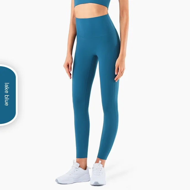 Women's Fashion Casual Solid Color High Waist Hip Lift Yoga Pants Lake Blue - Shop at LoveMi