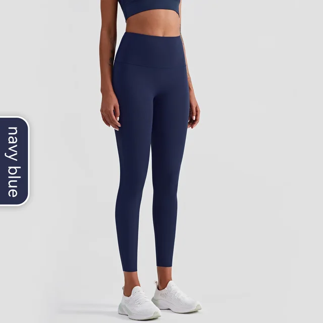 Women's Fashion Casual Solid Color High Waist Hip Lift Yoga Pants Navy Blue - Shop at LoveMi