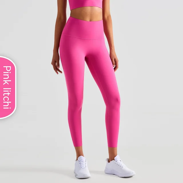 Women's Fashion Casual Solid Color High Waist Hip Lift Yoga Pants Pink Litchi - Shop at LoveMi