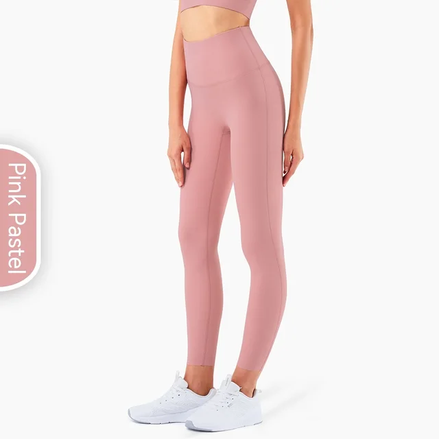 Women's Fashion Casual Solid Color High Waist Hip Lift Yoga Pants Pink Pastel - Shop at LoveMi