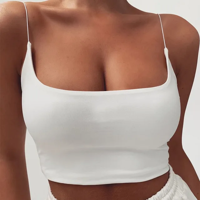 Women's Sexy Solid Color Close fitting Tight Embroidered Vest White - Shop at LoveMi