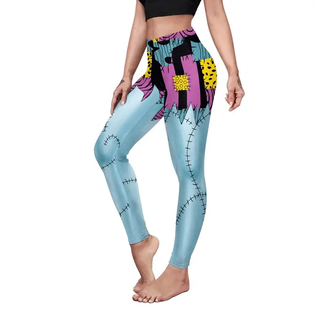 Christmas Horror Night Cos Pants Sally Halloween Digital Print Hip Shaping Pants Leggings Light Blue Purple - Shop at LoveMi