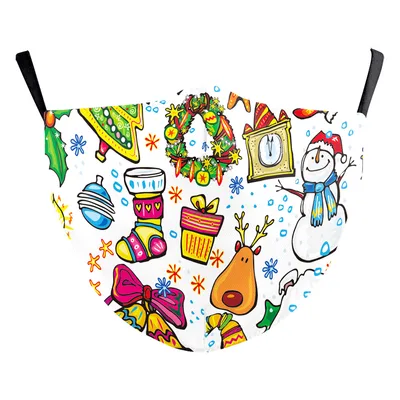 Christmas Green Digital Printing Windproof Double Layer Dustproof Mask B178 1184 - Shop at LoveMi