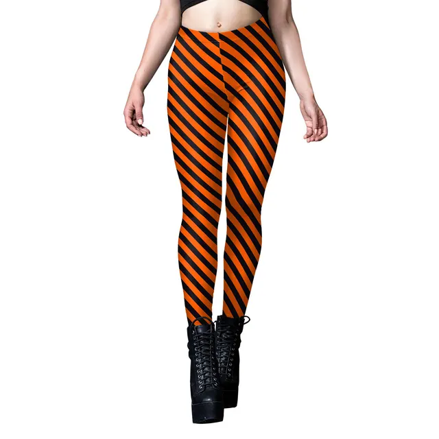 Halloween Pumpkin Head Digital Printing Stripe Tight Feet Women's Leggings B4161019 - Shop at LoveMi