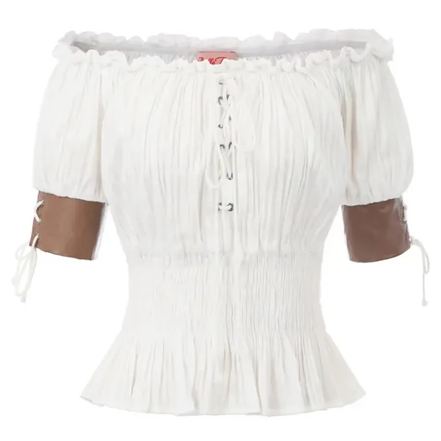 New European And American Long sleeved Women's Medieval Top Clothing White - Shop at LoveMi