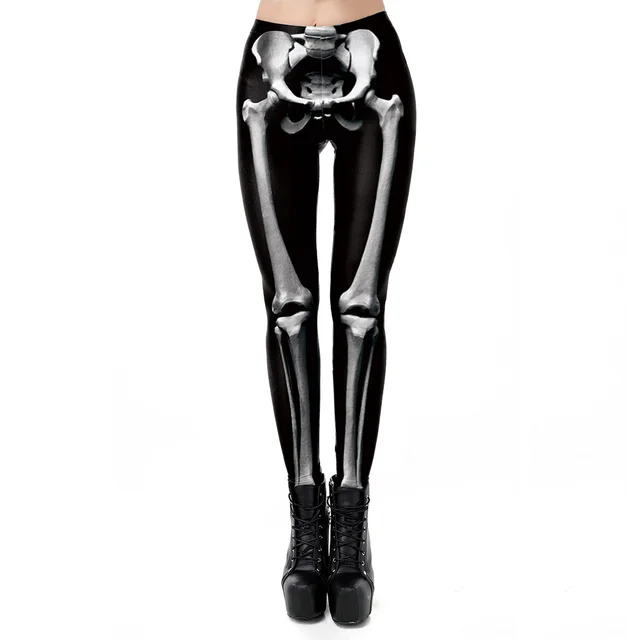 3D Skeleton Digital Printed Women's Sports Leggings Black - Shop at LoveMi