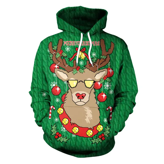 Women's Christmas Loose Versatile Hooded Creative Digital Printing Sweater Sb101 028 - Shop at LoveMi