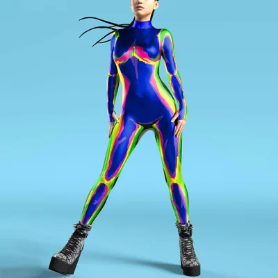 3D Digital Printed Buttoned Hand Jumpsuit B2511002 Xl - Shop at LoveMi