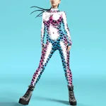 3D Digital Printed Buttoned Hand Jumpsuit - B2511005-S