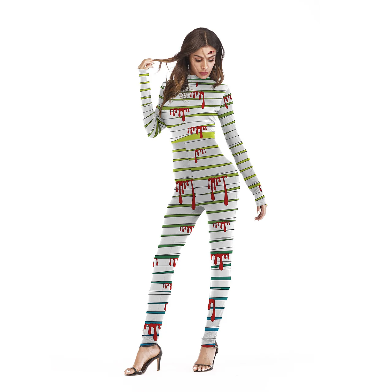 3D Human Skeleton Stage Performance Clothing Tight Elastic Jumpsuit - Wb142010