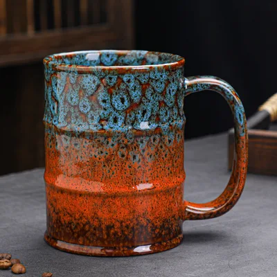 Kiln Baked Oil Drum Cup Large Capacity Ceramic Gold Water - Shop at LoveMi