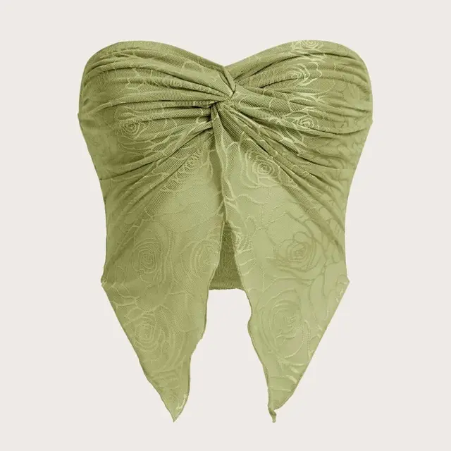 Women's Mesh Stitching Chest wrapped Collar Backless Underwaist Green - Shop at LoveMi