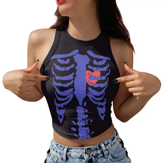 European And American Spicy Girls Digital Printing Outerwear Short Sleeveless T shirt Ga1231062 - Shop at LoveMi