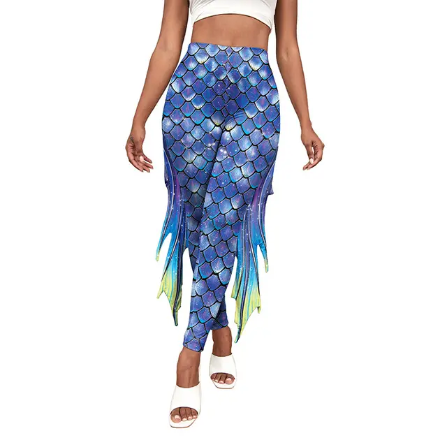 Slim Fish Pants With Raised Hips And Digital Fin Printing Small Feet Women's Underpants B2421017 - Shop at LoveMi