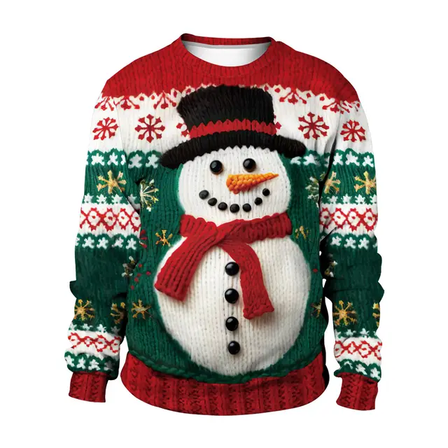 Women's Ugly Christmas Sweater, Snowman Print Sb102 142 - Shop at LoveMi